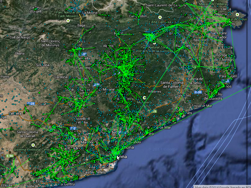 Wireless links in the Spanish Guifi network. Credit.
