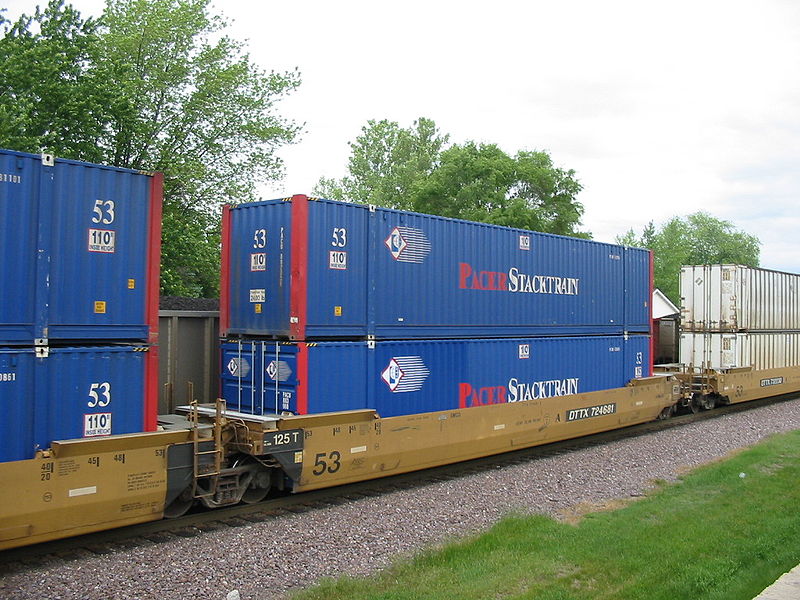 Stuffing a cargo train full of digital storage media would beat any digital network in terms of speed, cost and energy efficiency. Picture: Wikipedia Commons.